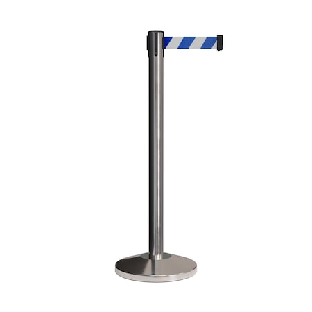 Montour Line Stanchion Belt Barrier Pol.Steel Post 13ft. Blu/Wh Belt ES400-PS-BWD-130